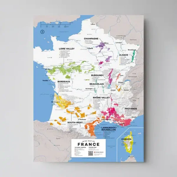 Wine map of France showing various wine regions.