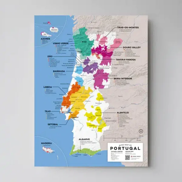 Wine map of Portugal showing various wine regions.