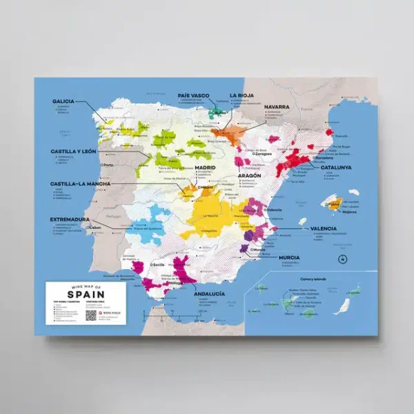 Wine map of Spain showing different wine regions across the country.