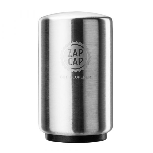 Stainless steel Zap Cap bottle opener.