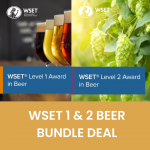 WSET Level 1 and 2 Beer Bundle Deal featuring images of beer glasses and hops.